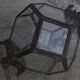 Old lantern in brass and glass with 8 facets or 24 stained glass windows