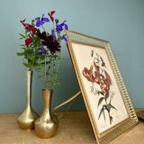 Antique gilt metal frame with flower engraving