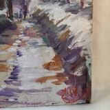 Oil on canvas, landscape under the snow, Jacques Wallart