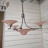 Art Deco chandelier in chromed metal from the 1930s