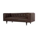 Canape en cuir marron style Chesterfield