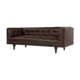 Chesterfield-style brown leather canape