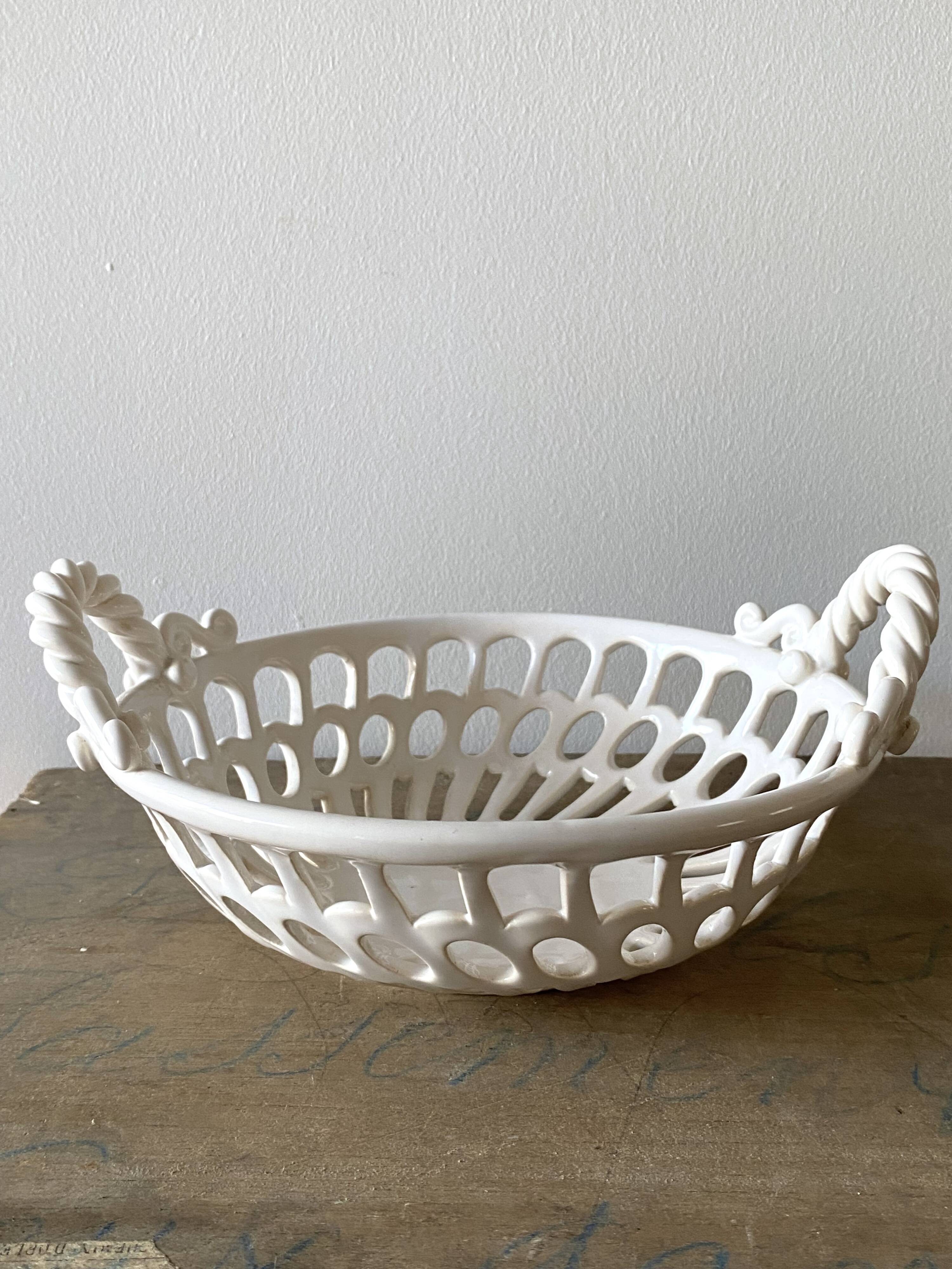 White ceramic basket