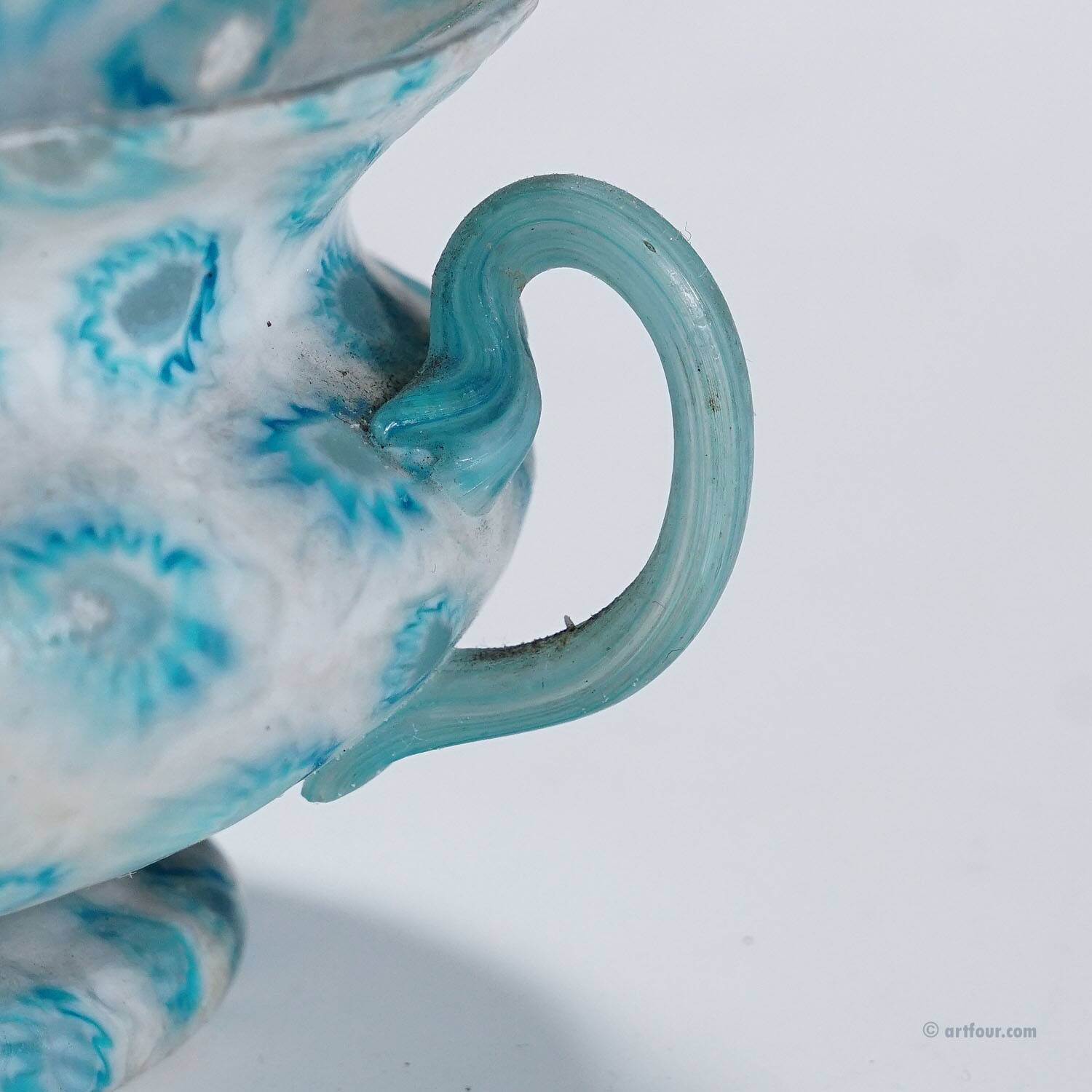 Antique millefiori bowl with handles, Fratelli Toso Murano ca. 1920s