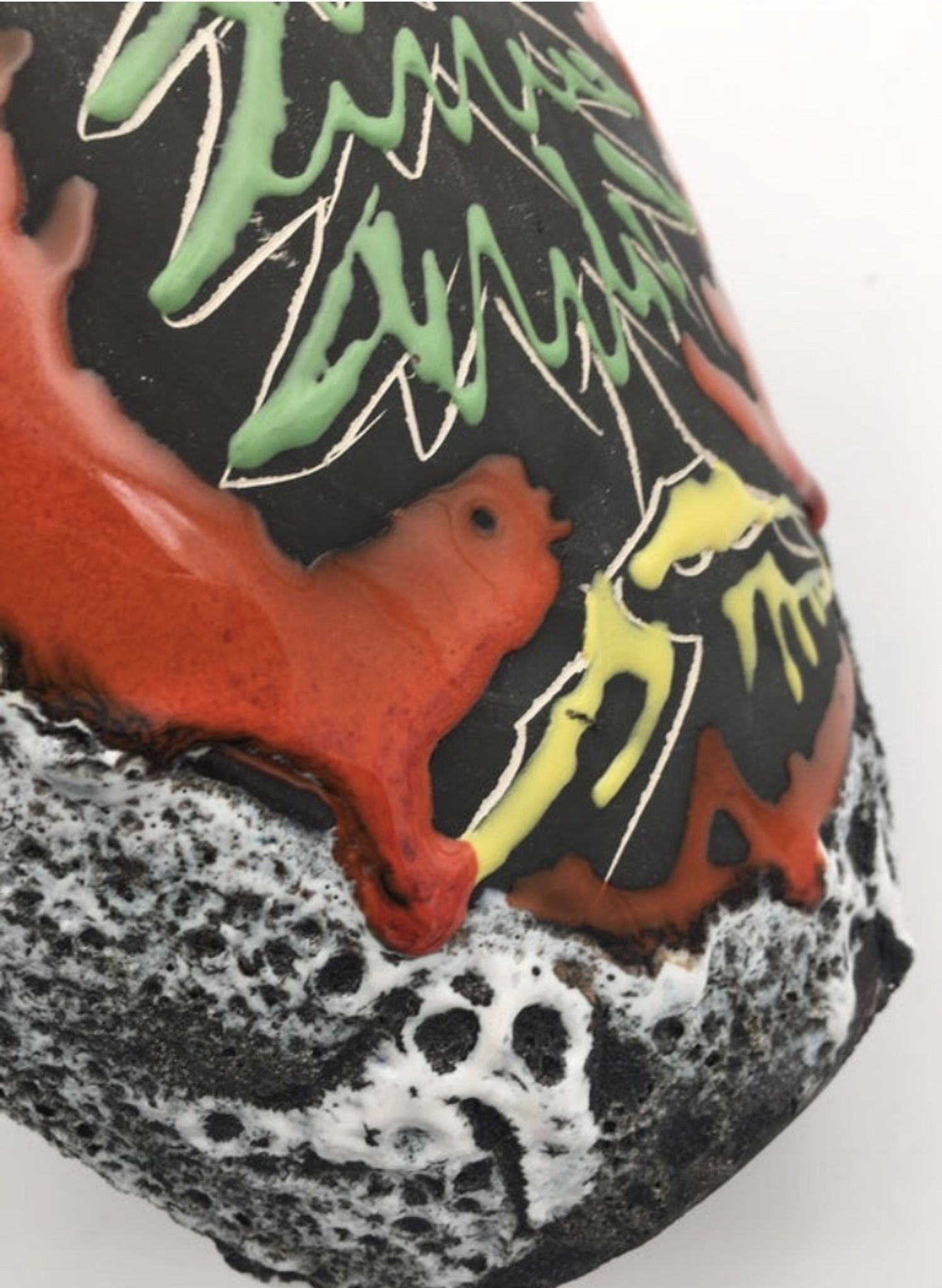 Enamelled ceramic vase Fat Lava, signed Pugi, numbered, circa 1950/1960