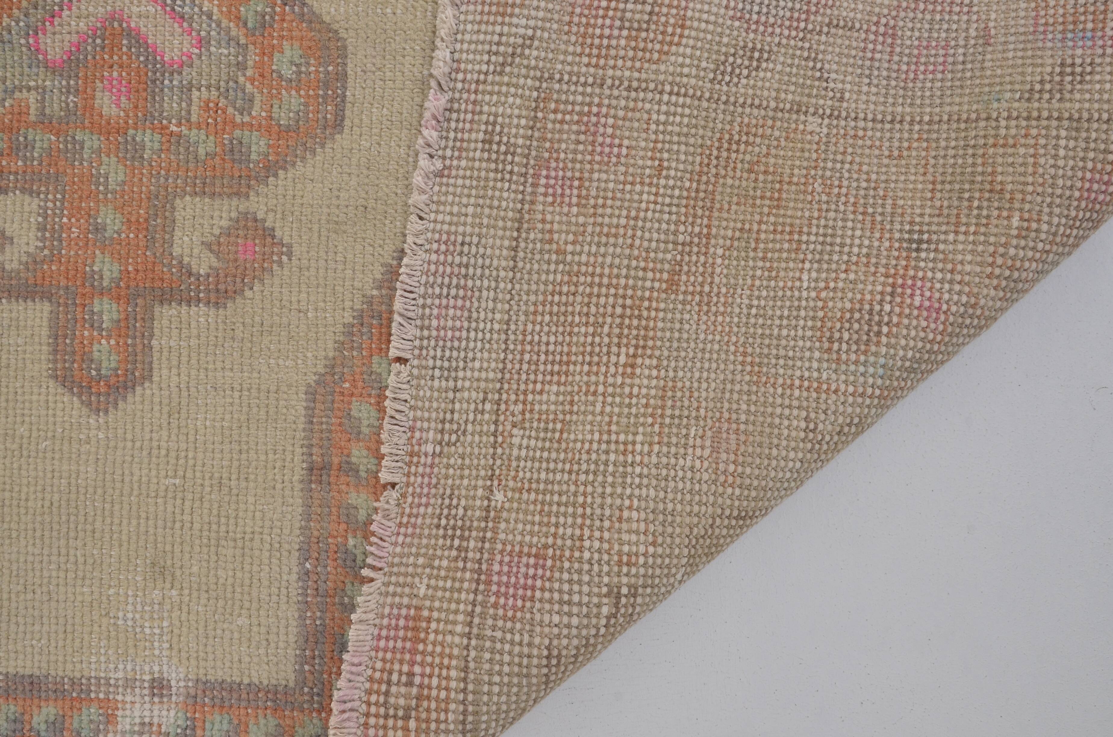 Orange & Beige Wool Handmade Rug sku 2607