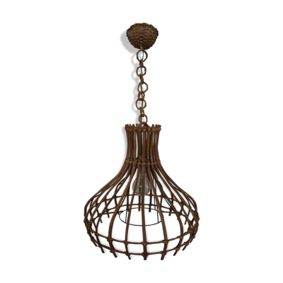 Suspension en rotin des années 1960