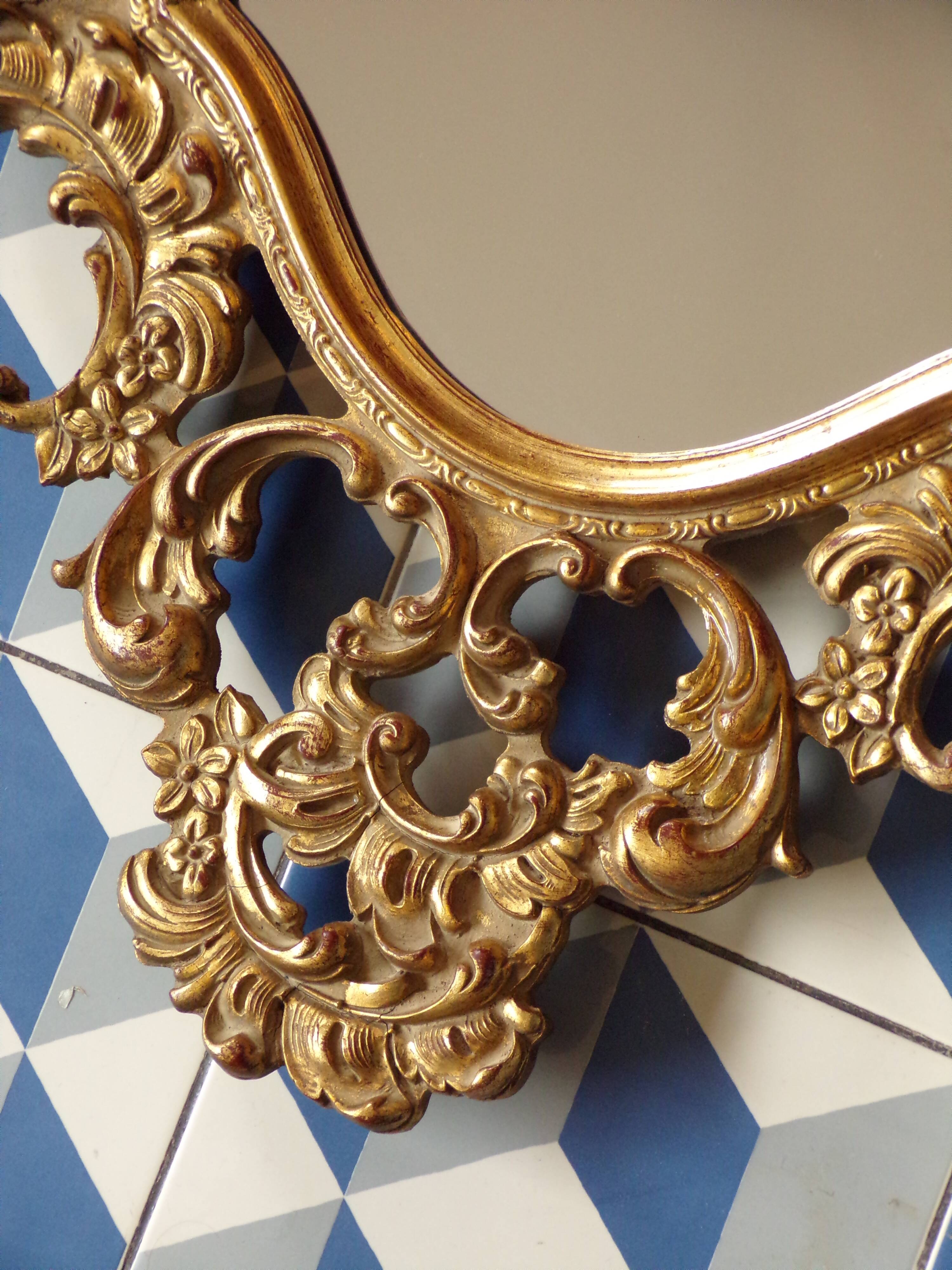 Louis XV style gilded wood mirror 45x80cm