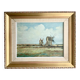 Peinture à l'huile vintage de moulin à vent, signée L.Carlson 1960