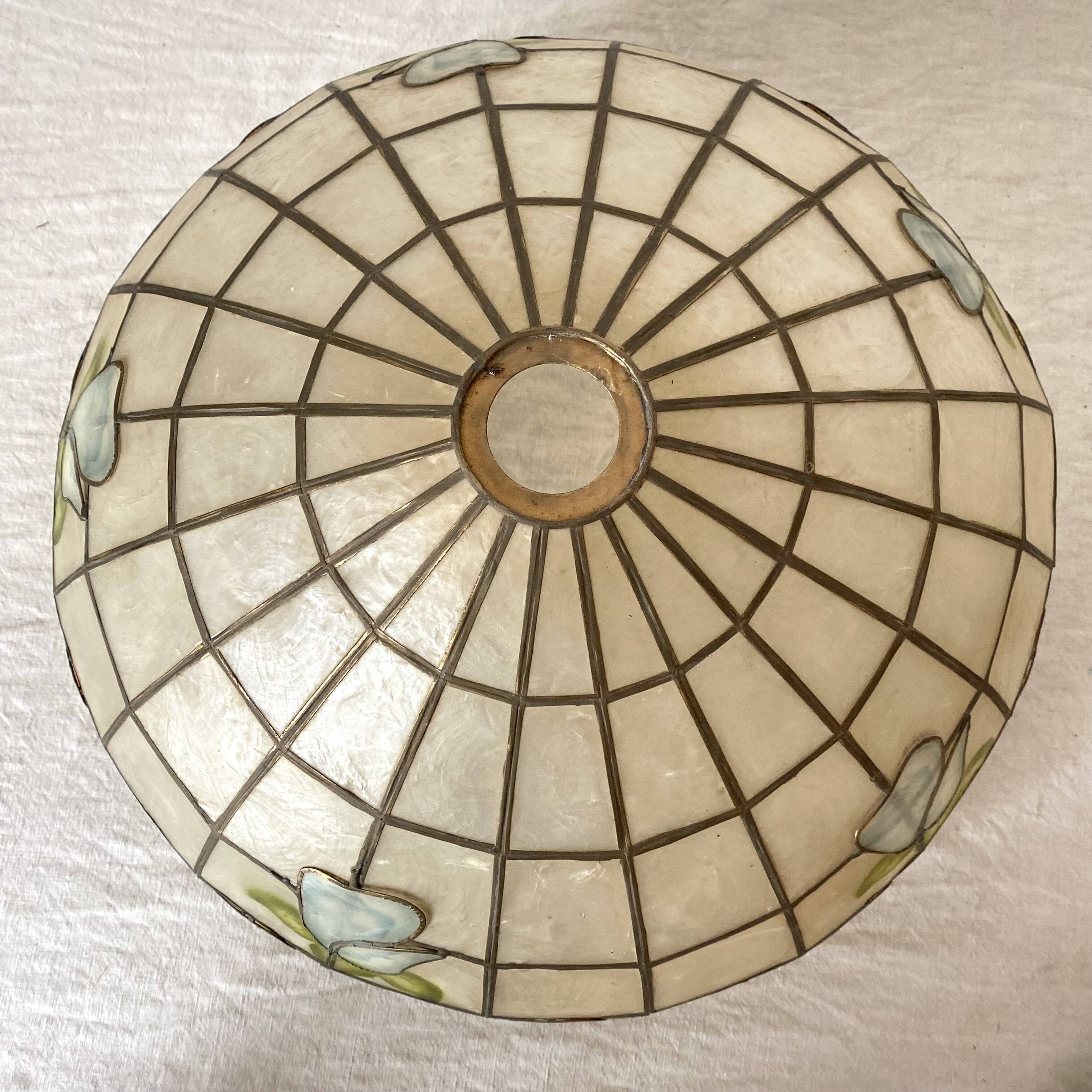 Flower suspension in mother-of-pearl and brass 48 cm