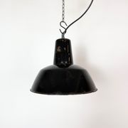 Industrial Black Enamel Factory Pendant Lamp, 1950s