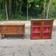 Basque Spanish wooden display cabinet buffet with 2 glass panels