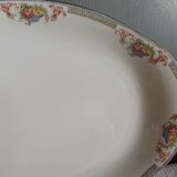 Serving dish in limoges porcelain flower baskets, fruits - early 20th