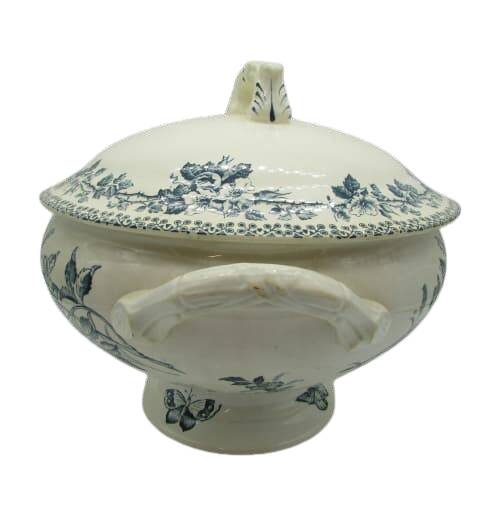 soup tureen Badonviller Théophile Fenal jasmine and butterflies decor