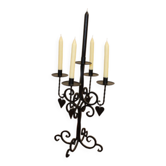Black candle holder 5 heart candles sweden