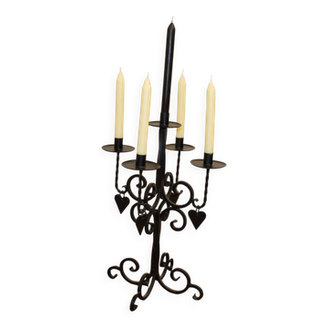 Black candle holder 5 heart candles sweden