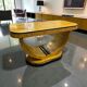 Art Deco coffee table "Paquebot" in birch burl – Half-moon base
