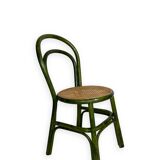 Green rattan wood chairs 1970s