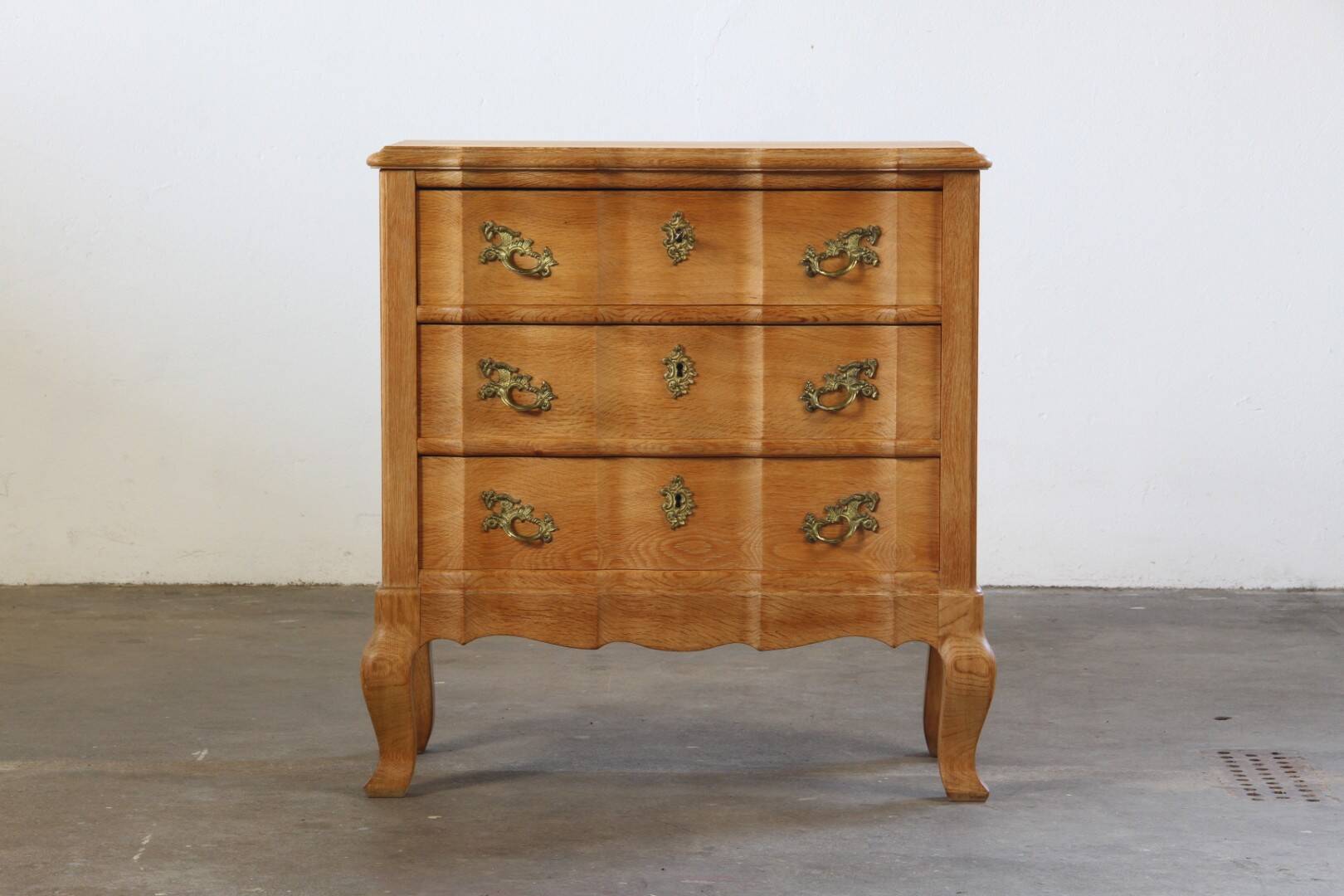 Vintage Mid-Century Danish Oak Baroque/Rococo style Commode