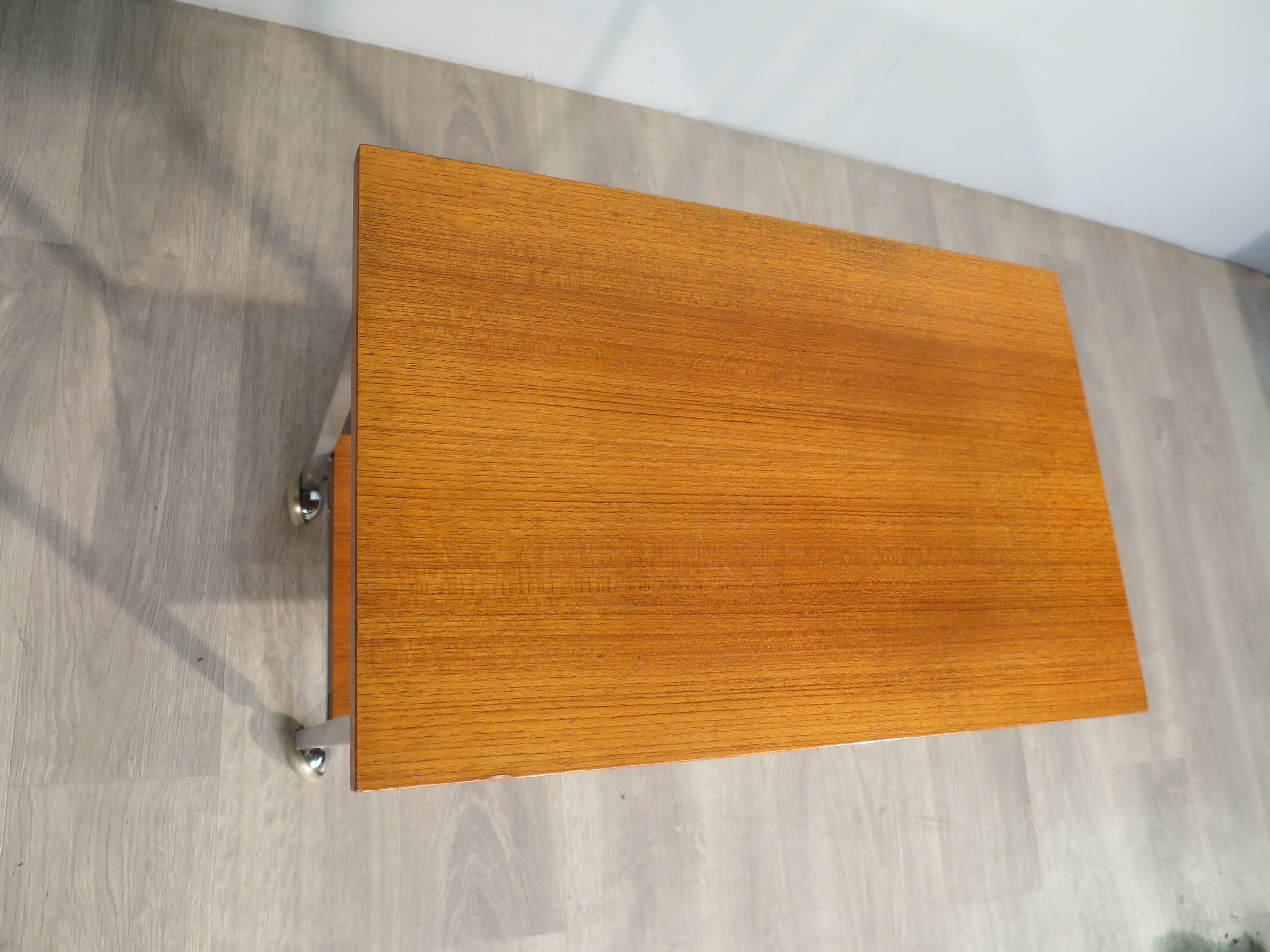 Teak roller serving table