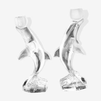 Pair of dolphins royal crystals made in france