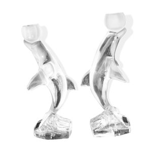 Paire chandeliers dauphins cristalleries