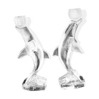 Pair of dolphins royal crystals made in france