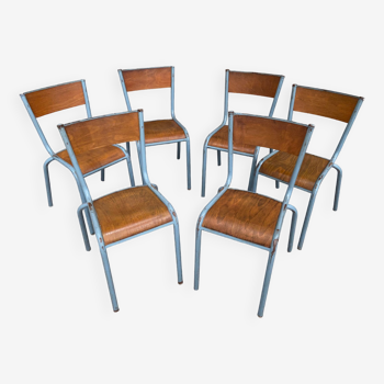 6 chaises d'école 1960 industrielle école vintage collectivités Mullca gaston cavaillon