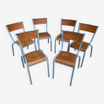 6 school chairs 1960 industrial vintage school communities Mullca gaston cavaillon