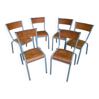 6 chaises d'école 1960 industrielle école vintage collectivités Mullca gaston cavaillon