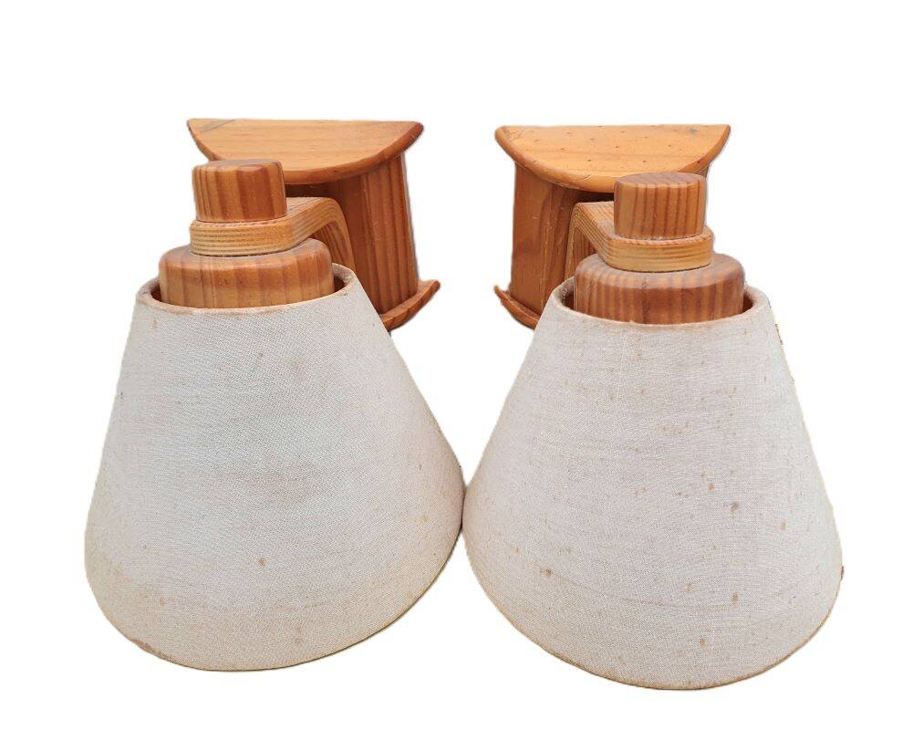 2 vintage pine wall light fixtures