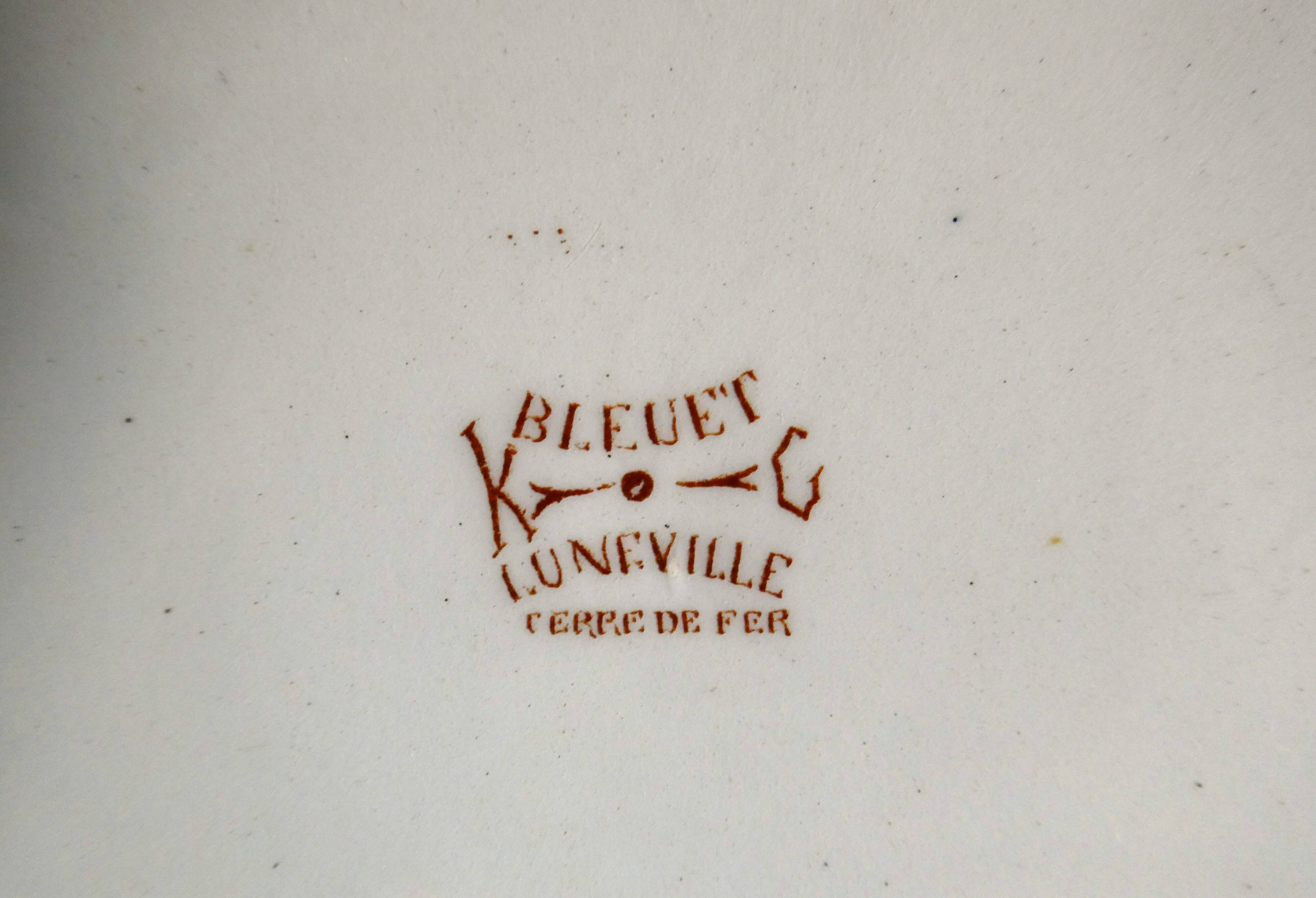 Set of 6 plates Blueberry decor Luneville France, 1900