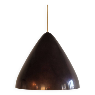 Dark wine red conical pendant lamp by Lisa Johansson-Pape for Orno, Finland 1960's