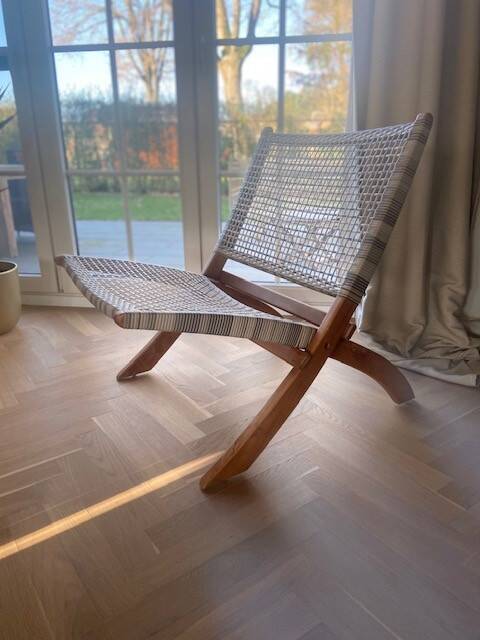 Chaise longue / fauteuil / monoplace rétro en rotin