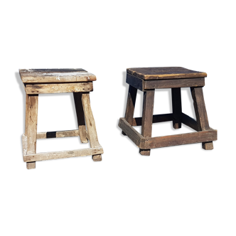 2 wooden stools