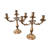 Pair of 3-branched brass candlesticks