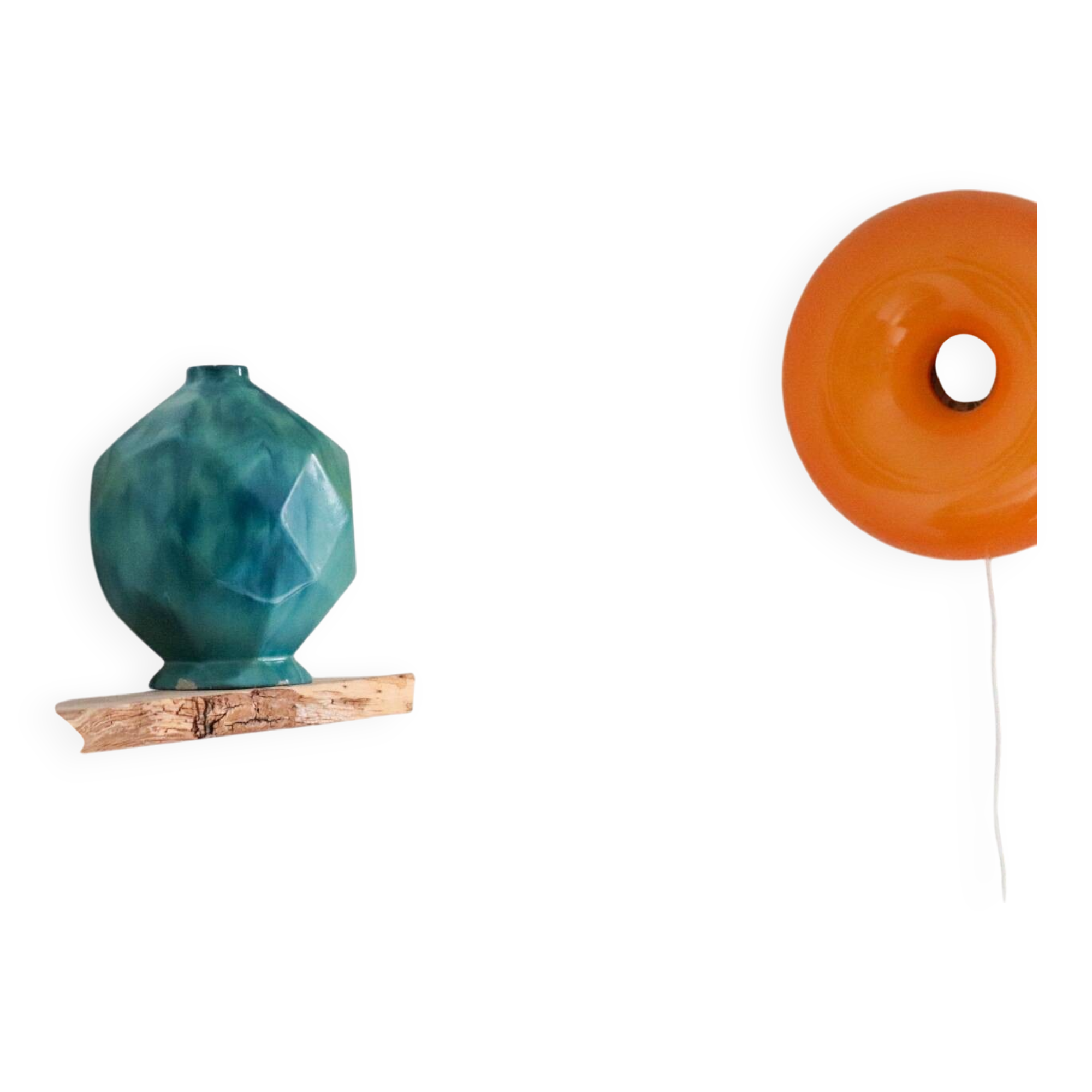 Antique blue ceramic origami ball vase