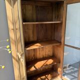 Glass cabinet or display case in pine 1950