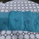4 white linen napkins, emerald tinted, embroidered with flowers and monogrammed, old GM
