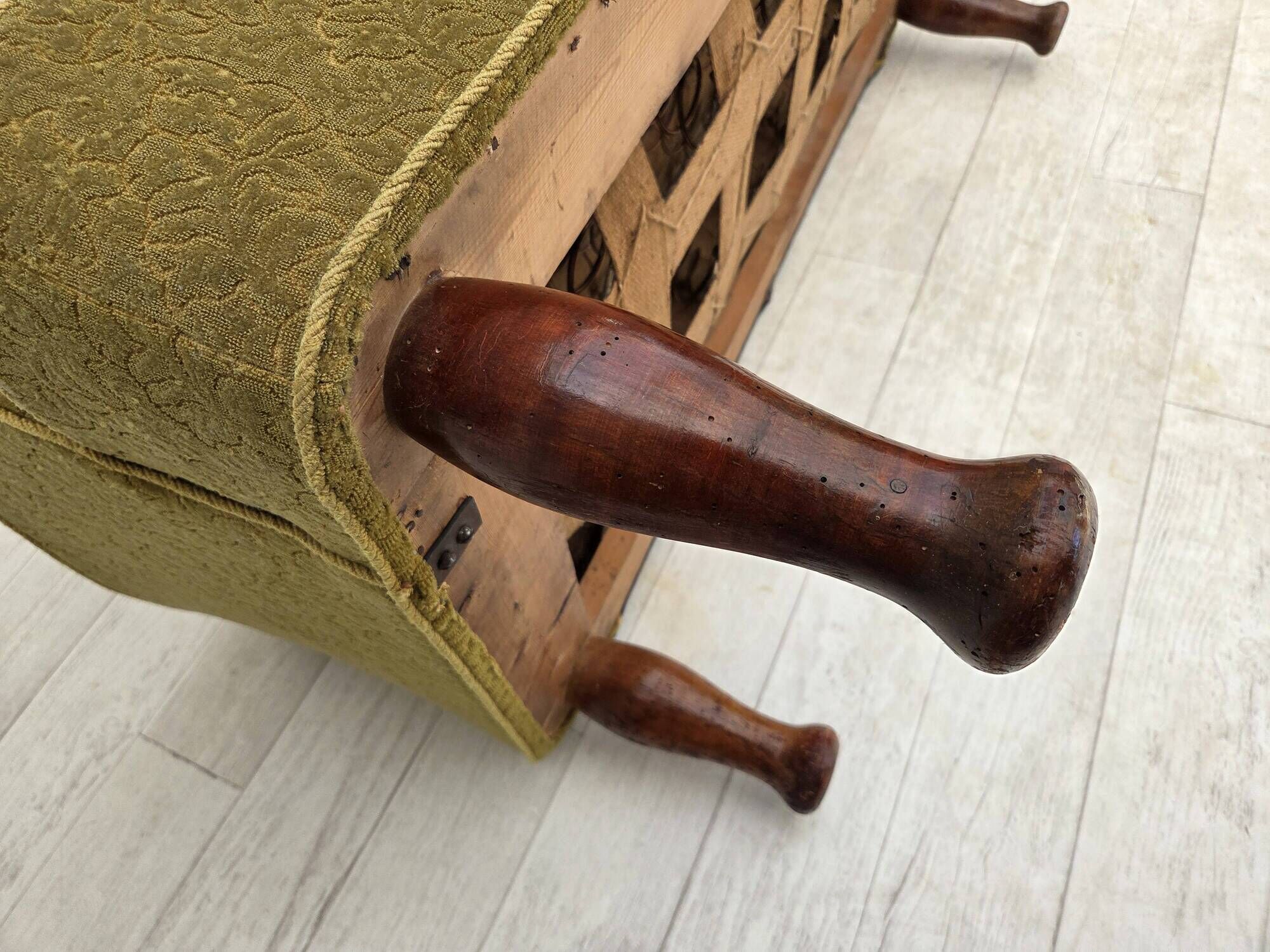 1950s, Danish 2-seater sofa, green furniture wool fabric.