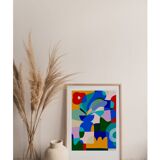 Red Poppy on Blue Vase