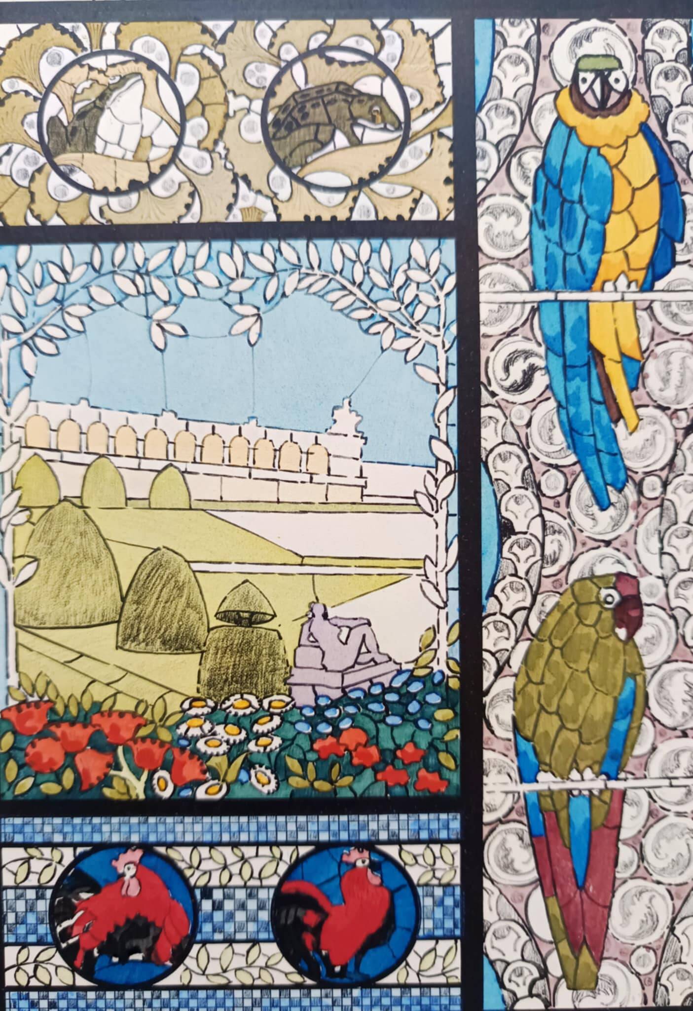 Art Nouveau illustration of a stained glass window by René Binet, 1902