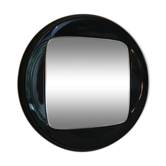 Black round wall mirror Salc Cantu Italy 1970