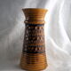 High arched vase, round hollow patterns and spikes, black and ocher seventies vibe - Bay Keramik - 70'