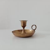 Vintage golden brass hand candle holder