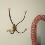 Wall-mounted wall-mounted coat rack in solid brass 50s/60s