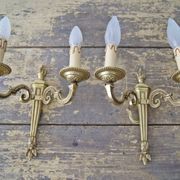 Sconces midcentury, pair of French wall sconces brass bronze