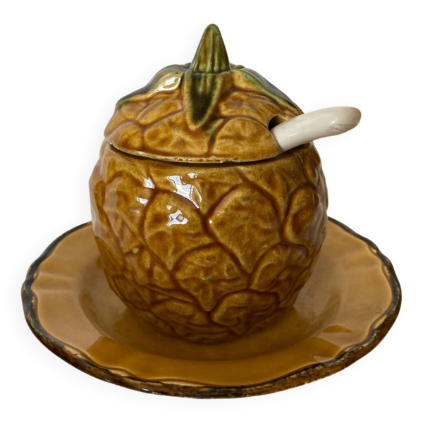 Pot à confiture Ananas en Barbotine Vintage