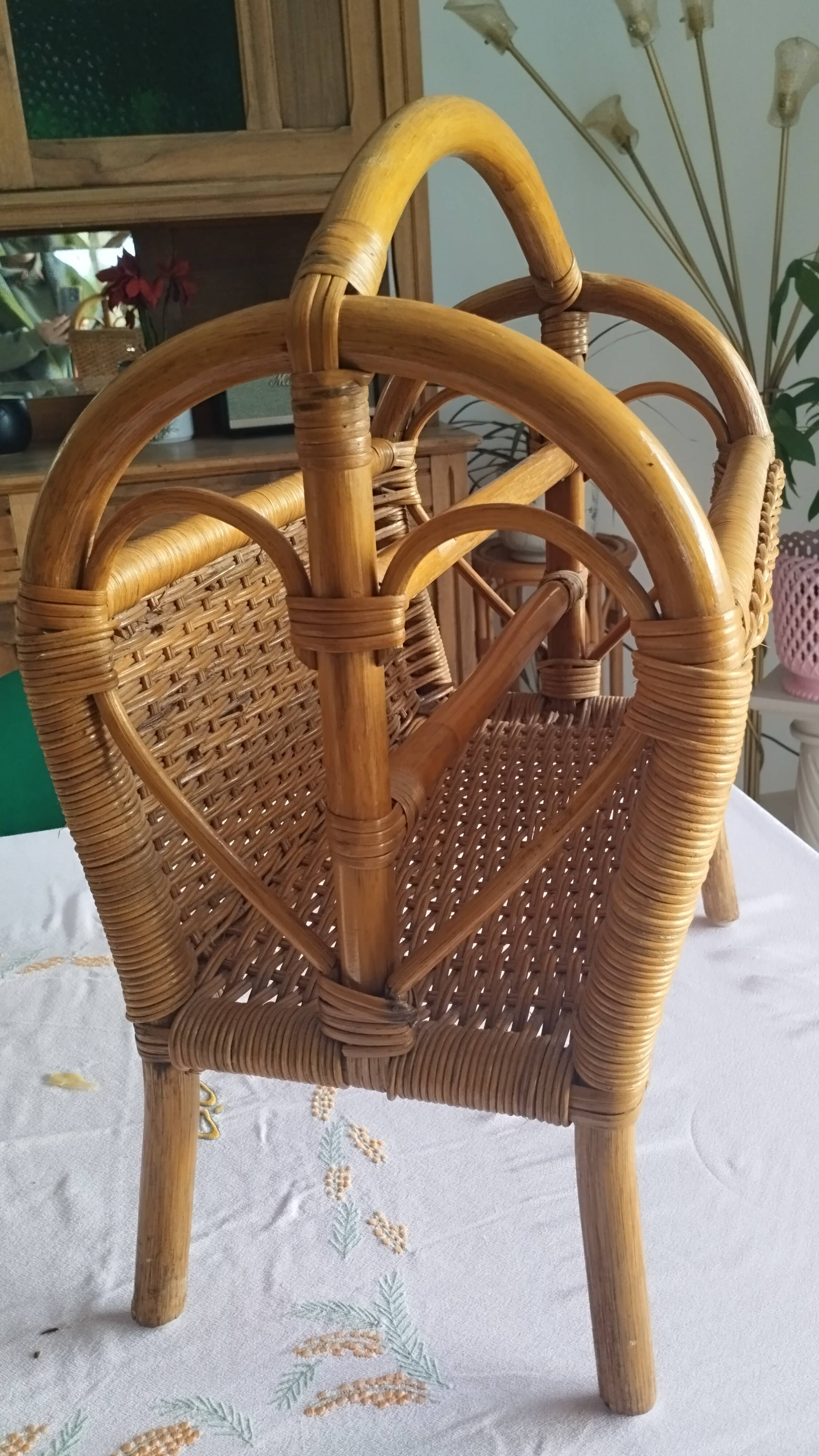 Rattan magazine rack