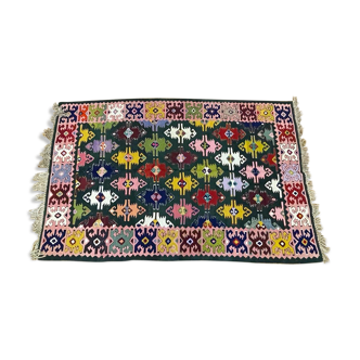 Gorgeous old Romanian kilim, geometrical design, colorful wool tapis kilim Tapis roumain